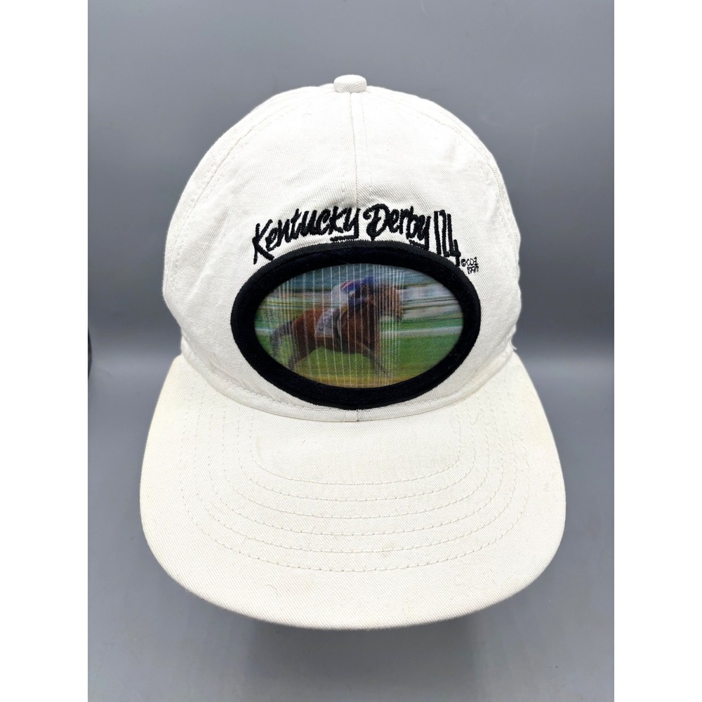 Vtg 1998 Kentucky Derby Hat White Snapback‎ Holographic Motion Made in USA